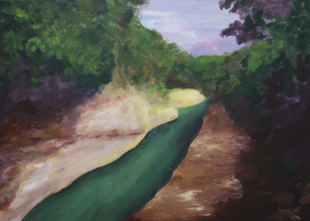 Painting of impression of a landscape with a canyon by Eline Boerma
